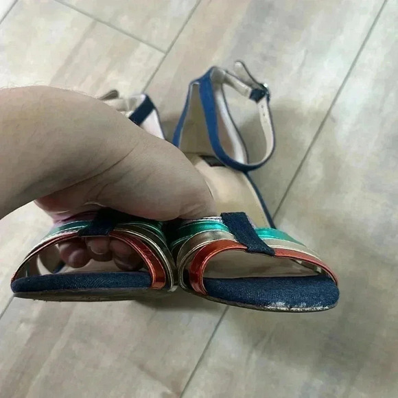 G.I.L.I. Rainbow Malin Block Heels Denim Sz 8.5 - Picture 8 of 9